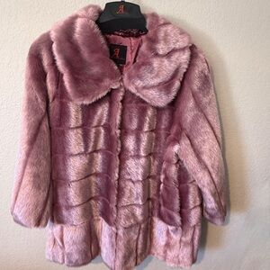 Vintage Adrienne Landau Mauve Faux Fur Teddy  Jacket